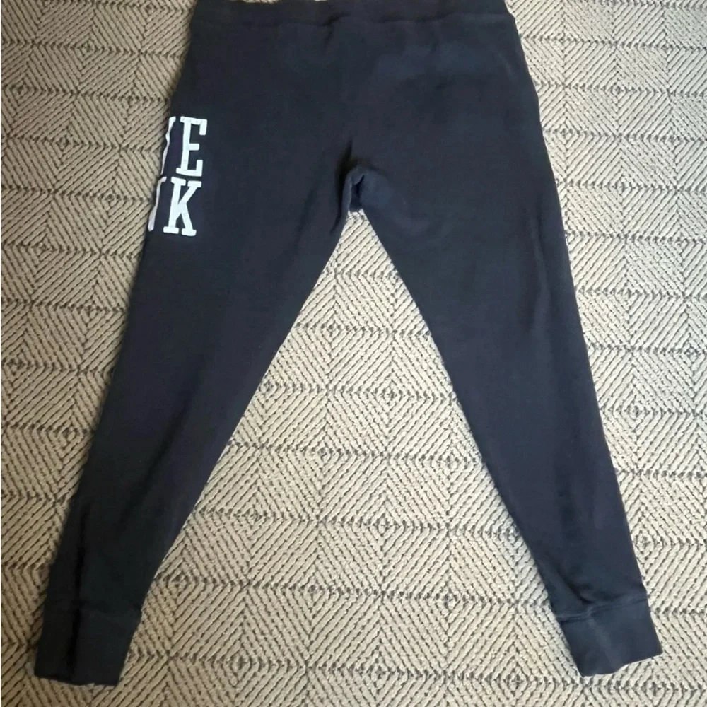 PINK Victoria's Secret Black Joggers with White Logo - Picture 2 of 3